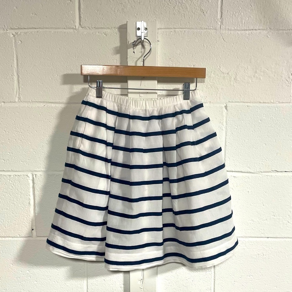 J.Crew Mini Skirt In Nautical Navy Stripe Sz 2 - Picture 2 of 6